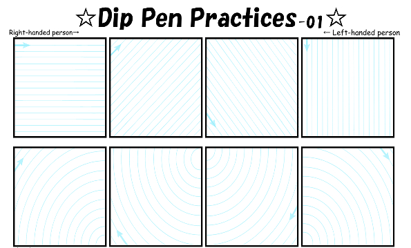 Drawing lines with dip pens